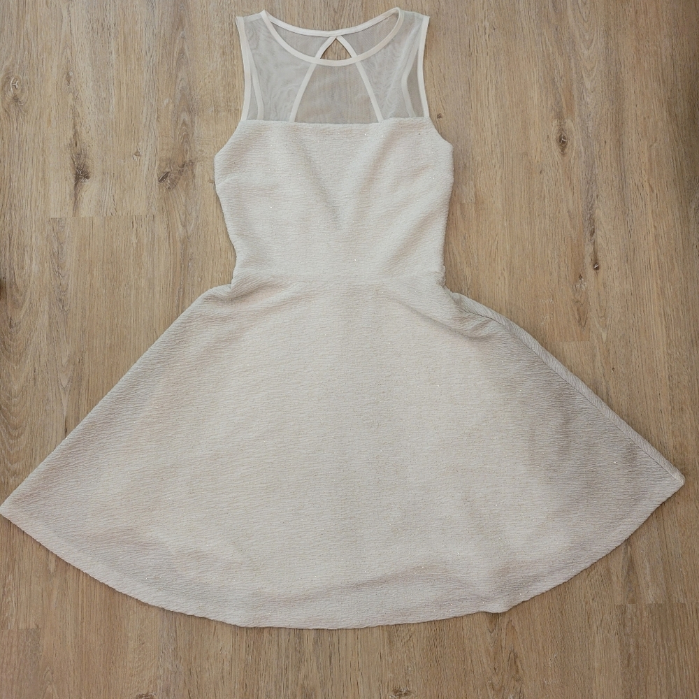 Love Ady Dress. White and Gold. Flare Dress. Size small.